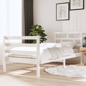 Estructura de cama individual madera maciza blanco 75x190 cm de , Camas y somieres - Ref: Foro24-3101244, Precio: 101,99 €, D...