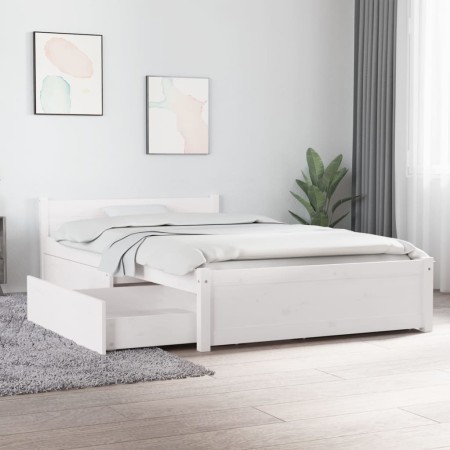 White bed frame with drawers 100x200 cm by , Beds and slatted bases - Ref: Foro24-3103489, Price: 183,99 €, Discount: %