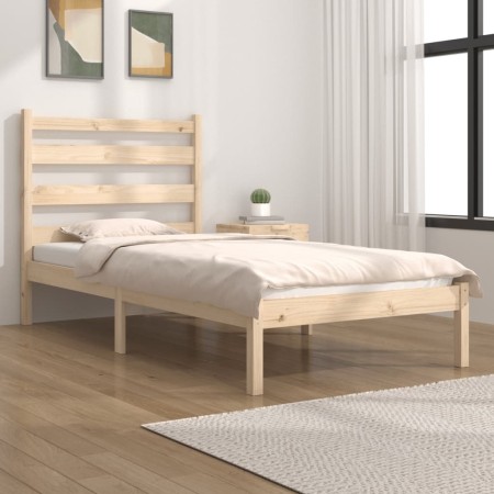 Solid pine wood bed frame 75x190 cm by , Beds and slatted bases - Ref: Foro24-3103608, Price: 76,99 €, Discount: %