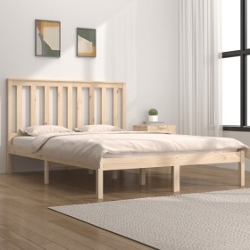 Solid pine wood bed frame 140x190 cm by , Beds and slatted bases - Ref: Foro24-3103823, Price: 113,62 €, Discount: %