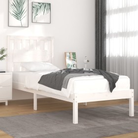 Estructura de cama madera maciza de pino blanca 100x200 cm de , Camas y somieres - Ref: Foro24-3103924, Precio: 106,21 €, Des...