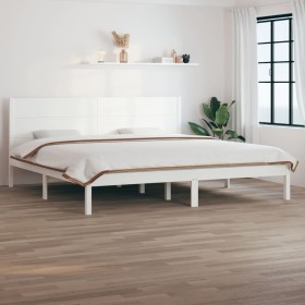 White solid wood bed frame Supe King 180x200 cm by , Beds and slatted bases - Ref: Foro24-3104169, Price: 203,99 €, Discount: %