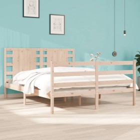 Solid pine wood bed frame 135x190 cm by , Beds and slatted bases - Ref: Foro24-3104258, Price: 132,99 €, Discount: %