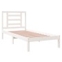 White single solid wood bed frame 75x190 cm by , Beds and slatted bases - Ref: Foro24-3104309, Price: 90,74 €, Discount: %