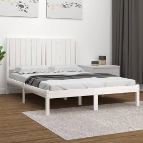 Estructura de cama madera maciza de pino blanco 135x190 cm de , Camas y somieres - Ref: Foro24-3104389, Precio: 148,93 €, Des...