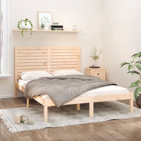 Solid pine wood bed frame 160x200 cm by , Beds and slatted bases - Ref: Foro24-3104618, Price: 165,99 €, Discount: %