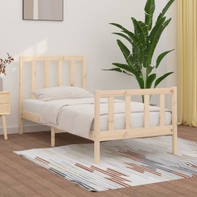 Solid wood bed frame 75x190 cm by , Beds and slatted bases - Ref: Foro24-3105185, Price: 80,99 €, Discount: %