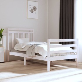 White solid wood single bed frame 75x190 cm by , Beds and slatted bases - Ref: Foro24-3105276, Price: 115,99 €, Discount: %