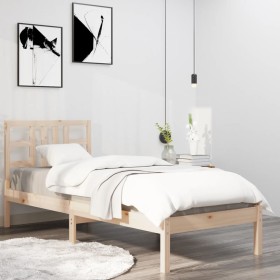 Solid wood bed frame 75x190 cm by , Beds and slatted bases - Ref: Foro24-3105365, Price: 77,99 €, Discount: %