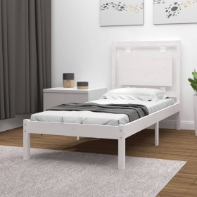 Solid white pine wood bed frame 100x200 cm by , Beds and slatted bases - Ref: Foro24-3105526, Price: 111,38 €, Discount: %