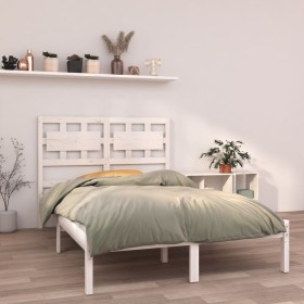 Small double bed frame white solid wood 120x190cm by , Beds and slatted bases - Ref: Foro24-3105636, Price: 124,94 €, Discoun...