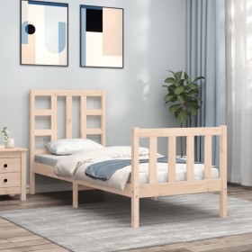 Single bed frame with solid wood headboard by , Beds and slatted bases - Ref: Foro24-3191931, Price: 91,99 €, Discount: %