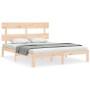 Estructura de cama de matrimonio con cabecero madera maciza de , Camas y somieres - Ref: Foro24-3193536, Precio: 127,06 €, De...