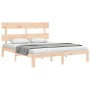 Estructura de cama de matrimonio con cabecero madera maciza de , Camas y somieres - Ref: Foro24-3193536, Precio: 127,06 €, De...