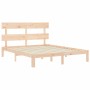 Estructura de cama de matrimonio con cabecero madera maciza de , Camas y somieres - Ref: Foro24-3193536, Precio: 127,06 €, De...