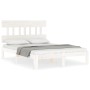 White solid wood bed frame with headboard 140x200 cm by , Beds and slatted bases - Ref: Foro24-3193597, Price: 136,65 €, Disc...