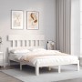 White solid wood bed frame with headboard 140x200 cm by , Beds and slatted bases - Ref: Foro24-3193597, Price: 136,65 €, Disc...