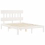 White solid wood bed frame with headboard 140x200 cm by , Beds and slatted bases - Ref: Foro24-3193597, Price: 136,65 €, Disc...