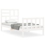 Estructura de cama con cabecero madera maciza blanco 100x200 cm de , Camas y somieres - Ref: Foro24-3193067, Precio: 122,80 €...