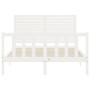 Estructura de cama con cabecero madera maciza blanco 140x200 cm de , Camas y somieres - Ref: Foro24-3193207, Precio: 165,99 €...