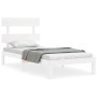 Single bed frame with white solid wood headboard by , Beds and slatted bases - Ref: Foro24-3193492, Price: 101,99 €, Discount: %