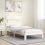 Single bed frame with white solid wood headboard by , Beds and slatted bases - Ref: Foro24-3193492, Price: 101,99 €, Discount: %