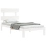 Single bed frame with white solid wood headboard by , Beds and slatted bases - Ref: Foro24-3193492, Price: 101,99 €, Discount: %