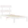 Single bed frame with white solid wood headboard by , Beds and slatted bases - Ref: Foro24-3193492, Price: 101,99 €, Discount: %