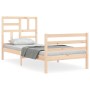 Single bed frame with solid wood headboard by , Beds and slatted bases - Ref: Foro24-3194856, Price: 98,94 €, Discount: %