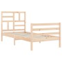 Single bed frame with solid wood headboard by , Beds and slatted bases - Ref: Foro24-3194856, Price: 98,94 €, Discount: %