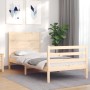 Bed frame with solid wood headboard by , Beds and slatted bases - Ref: Foro24-3194601, Price: 100,99 €, Discount: %