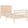 Bed frame with solid wood headboard by , Beds and slatted bases - Ref: Foro24-3194601, Price: 100,99 €, Discount: %