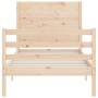 Bed frame with solid wood headboard by , Beds and slatted bases - Ref: Foro24-3194601, Price: 100,99 €, Discount: %