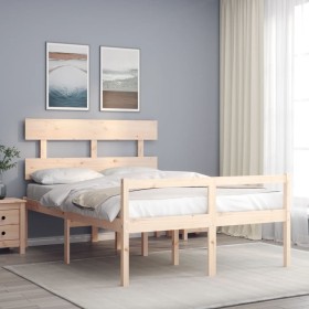 Double bed for seniors with solid wood headboard by , Beds and slatted bases - Ref: Foro24-3195321, Price: 126,99 €, Discount: %