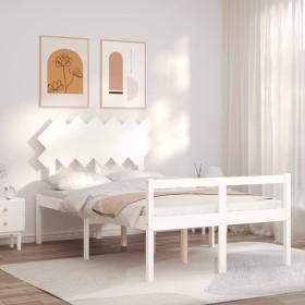 Bed for seniors with white solid wood headboard by , Beds and slatted bases - Ref: Foro24-3195517, Price: 157,99 €, Discount: %