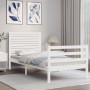 Estructura de cama con cabecero madera maciza blanco 90x200 cm de , Camas y somieres - Ref: Foro24-3195012, Precio: 123,99 €,...