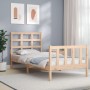 Single bed frame with solid wood headboard by , Beds and slatted bases - Ref: Foro24-3192061, Price: 92,07 €, Discount: %