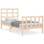 Single bed frame with solid wood headboard by , Beds and slatted bases - Ref: Foro24-3192061, Price: 92,07 €, Discount: %