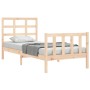 Single bed frame with solid wood headboard by , Beds and slatted bases - Ref: Foro24-3192061, Price: 92,07 €, Discount: %