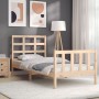 Single bed frame with solid wood headboard by , Beds and slatted bases - Ref: Foro24-3192061, Price: 92,07 €, Discount: %