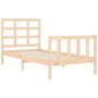 Single bed frame with solid wood headboard by , Beds and slatted bases - Ref: Foro24-3192061, Price: 92,07 €, Discount: %