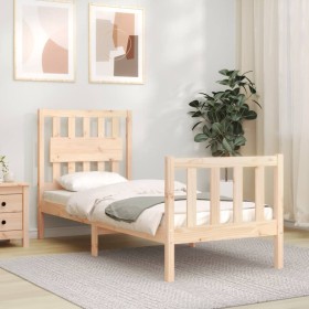 Single bed frame with solid wood headboard by , Beds and slatted bases - Ref: Foro24-3192386, Price: 91,84 €, Discount: %