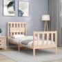 Single bed frame with solid wood headboard by , Beds and slatted bases - Ref: Foro24-3192386, Price: 91,99 €, Discount: %