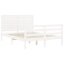 White solid wood bed frame with headboard 140x200 cm by , Beds and slatted bases - Ref: Foro24-3195027, Price: 157,99 €, Disc...