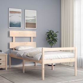 Bed for seniors with solid wood headboard by , Beds and slatted bases - Ref: Foro24-3195316, Price: 117,02 €, Discount: %