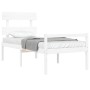 Elderly bed solid wood headboard white 100x200 cm by , Beds and slatted bases - Ref: Foro24-3195342, Price: 130,55 €, Discoun...