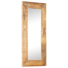 Hand carved mirror solid mango wood 110x50x2.5 cm by , Mirrors - Ref: Foro24-321649, Price: 130,99 €, Discount: %