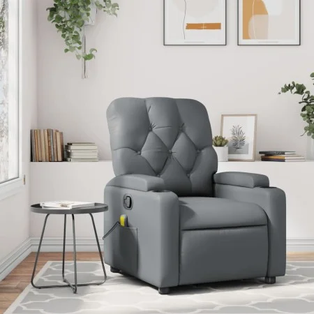 Gray synthetic leather reclining massage chair by , Armchairs - Ref: Foro24-372513, Price: 217,95 €, Discount: %