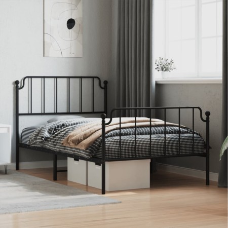 Estructura de cama con cabecero y estribo metal negro 107x203cm de , Camas y somieres - Ref: Foro24-373901, Precio: 78,14 €, ...