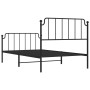 Bed frame with headboard and black metal footboard 107x203cm by , Beds and slatted bases - Ref: Foro24-373901, Price: 78,14 €...